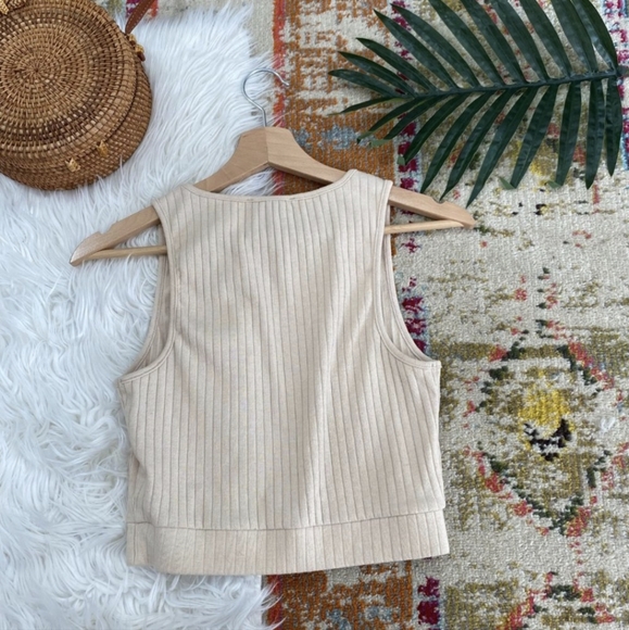 Beige Ribbed Tank Top - Picture 2 of 5
